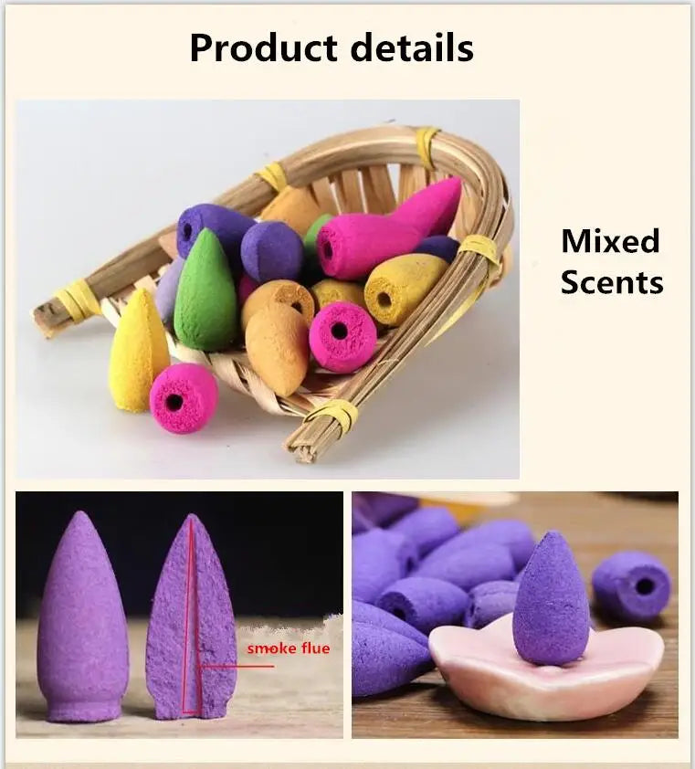 Natural Backflow Incense Cones – Mixed Aromas
