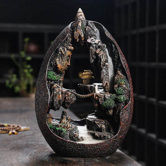 🛕 Mystic Mist Cascades – Handcrafted Waterfall Incense Holder 🕯️